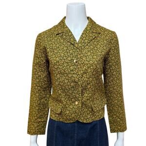Vintage Small Green & Yellow Floral Blazer Union Made